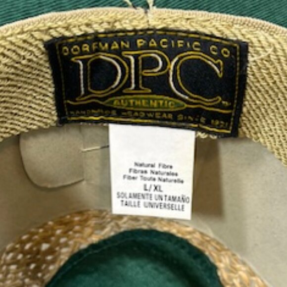 Dorfman Pacific Co Natural Fiber Straw Fedora Sun Hat w/Green Band - Picture 7 of 12